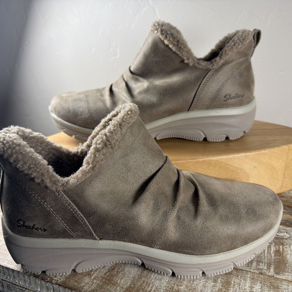 Skechers Powerstep Taupe Faux Fur Women’s 9